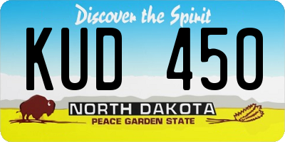 ND license plate KUD450