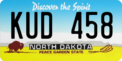 ND license plate KUD458