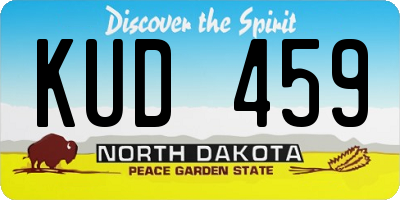 ND license plate KUD459