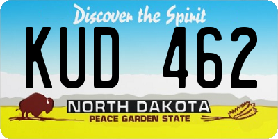 ND license plate KUD462