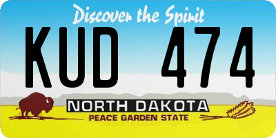 ND license plate KUD474