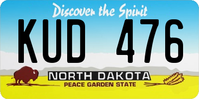 ND license plate KUD476