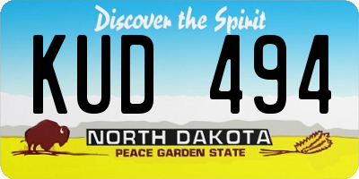 ND license plate KUD494
