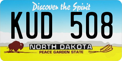 ND license plate KUD508