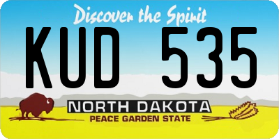 ND license plate KUD535