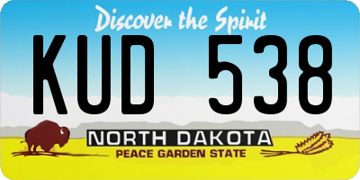 ND license plate KUD538