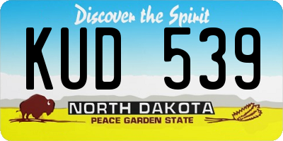 ND license plate KUD539