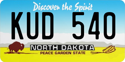 ND license plate KUD540