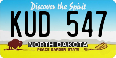ND license plate KUD547
