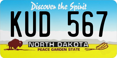 ND license plate KUD567