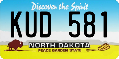 ND license plate KUD581