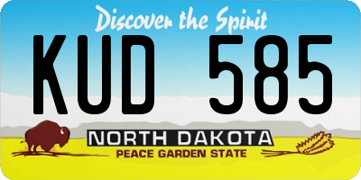 ND license plate KUD585