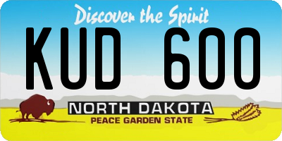 ND license plate KUD600