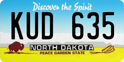 ND license plate KUD635