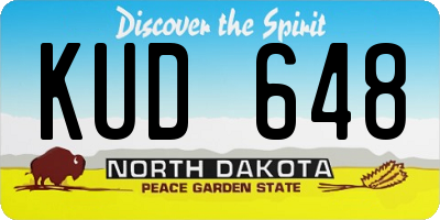 ND license plate KUD648