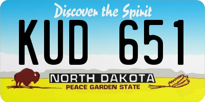 ND license plate KUD651