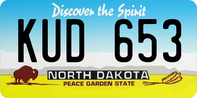 ND license plate KUD653