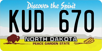 ND license plate KUD670