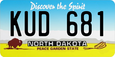 ND license plate KUD681