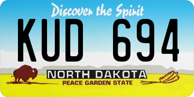 ND license plate KUD694
