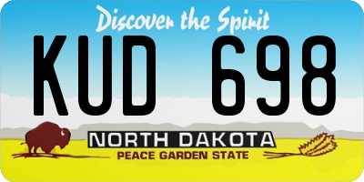 ND license plate KUD698