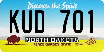 ND license plate KUD701
