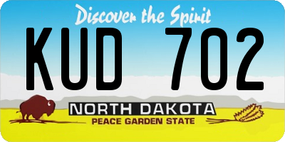ND license plate KUD702