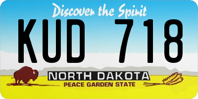 ND license plate KUD718