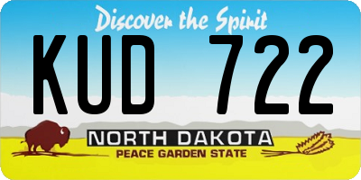ND license plate KUD722
