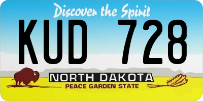 ND license plate KUD728
