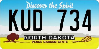 ND license plate KUD734