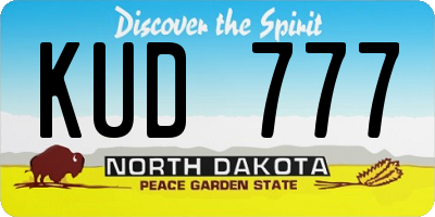 ND license plate KUD777