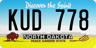 ND license plate KUD778