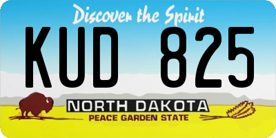 ND license plate KUD825