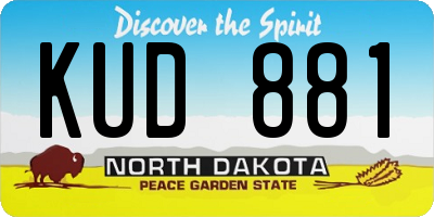 ND license plate KUD881