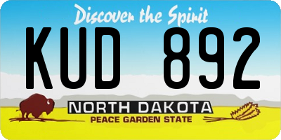 ND license plate KUD892