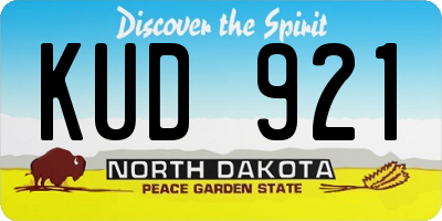 ND license plate KUD921