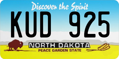 ND license plate KUD925