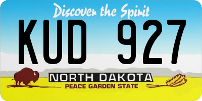 ND license plate KUD927