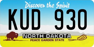 ND license plate KUD930