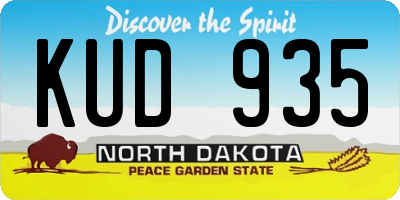 ND license plate KUD935