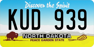 ND license plate KUD939