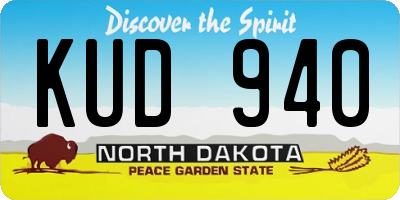 ND license plate KUD940