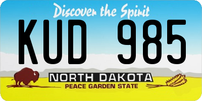 ND license plate KUD985