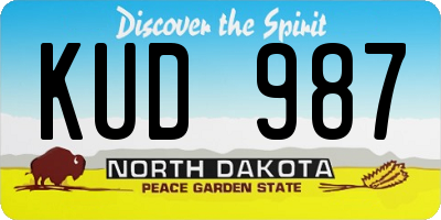 ND license plate KUD987
