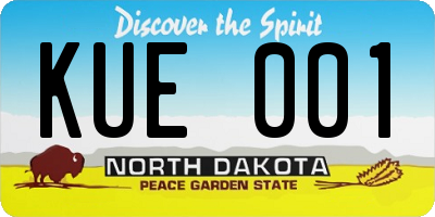 ND license plate KUE001