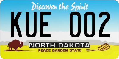 ND license plate KUE002