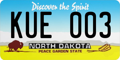 ND license plate KUE003