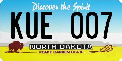 ND license plate KUE007