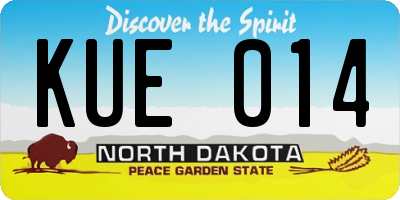 ND license plate KUE014